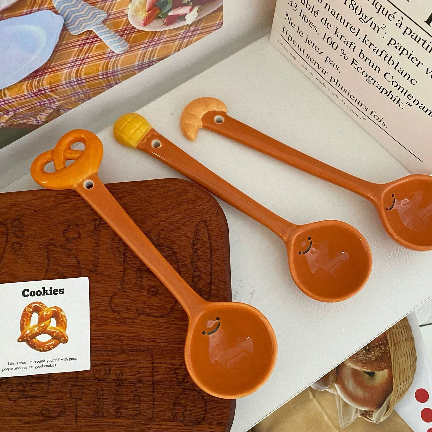 Smiling Bread Ceramic Spoon | Cute 3D Bread Design, Dishwasher Safe