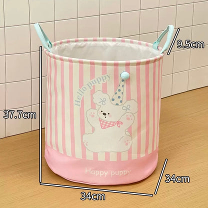 Pink & Blue Puppy Linen Storage Basket - Water-Resistant