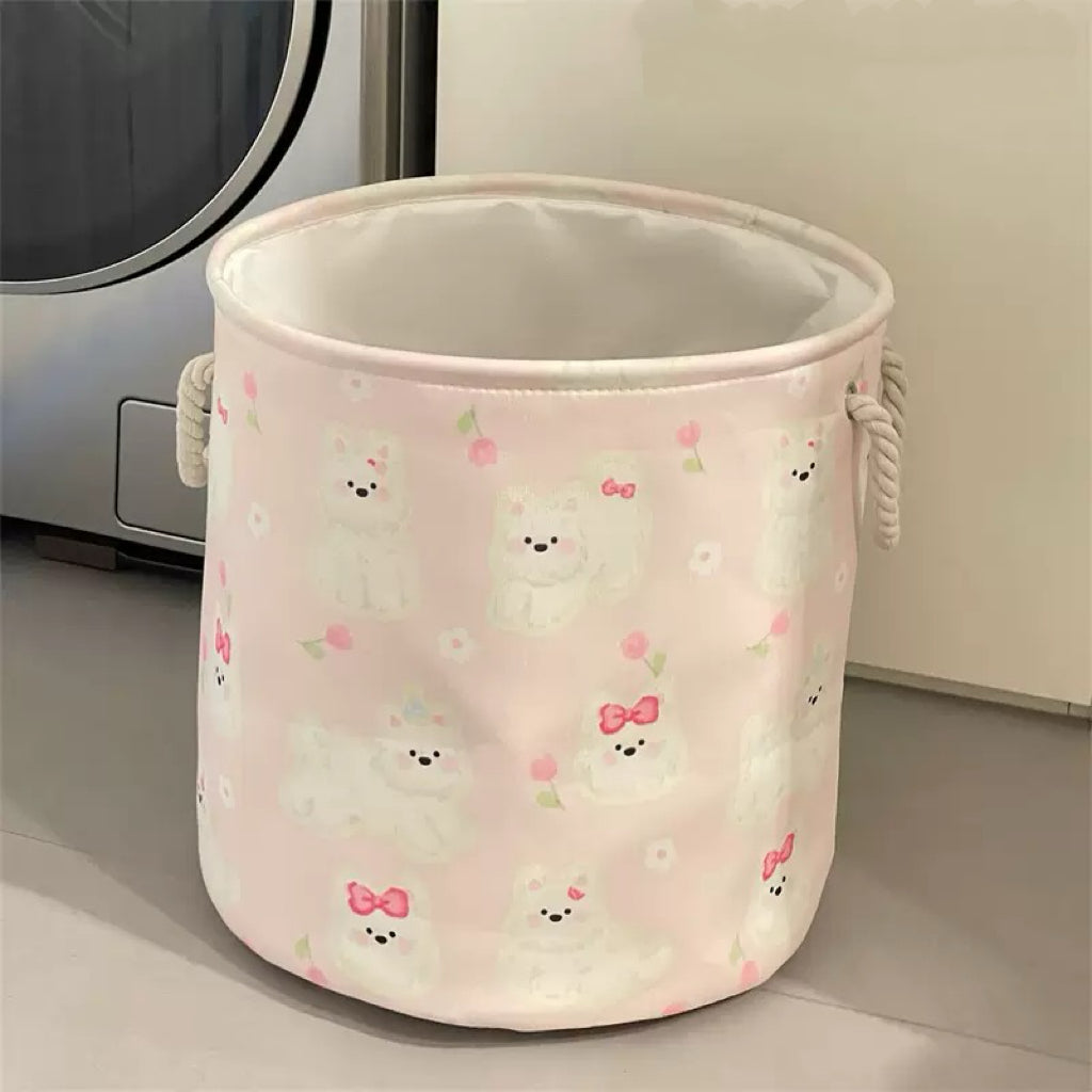 Cat & Puppy Linen Storage Basket - Foldable & Water-Resistant