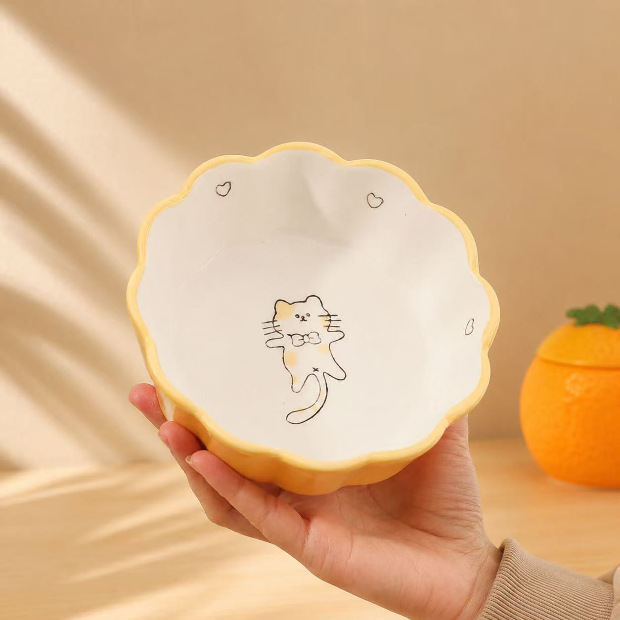 Strawberry & Lemon Ceramic Yogurt Bowl with Spoon - 400ML