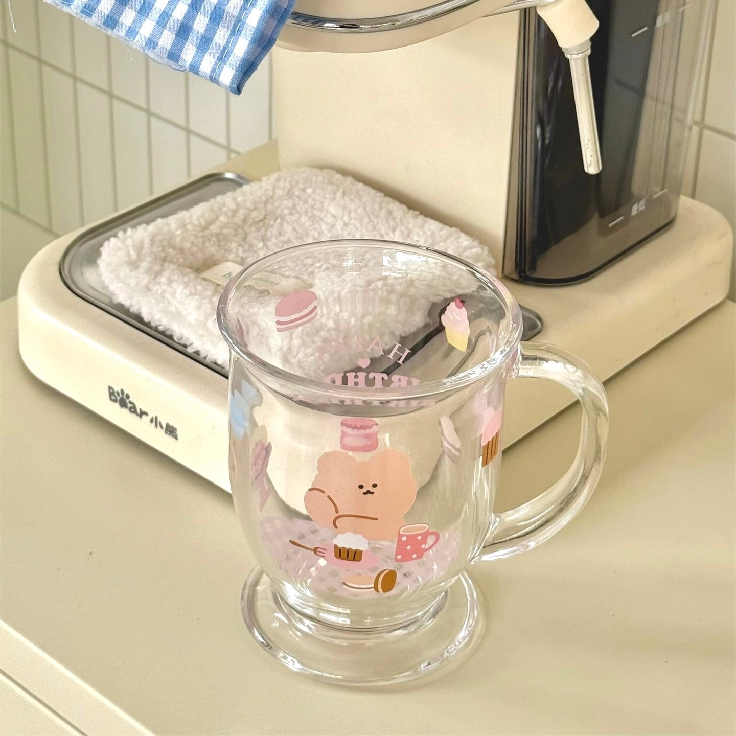 Birthday Bear Glass Mug with Handle - 450ML