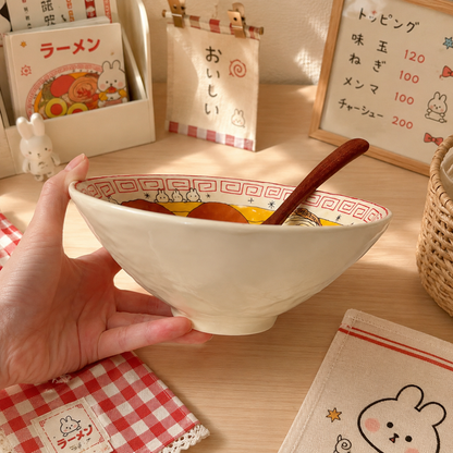 Japanese Ramen Illustration Ceramic Bowl, 800ML