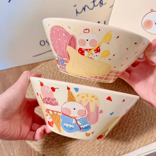 Ice Cream Bear Ceramic Ramen Bowl - 2 Designs, 900ML