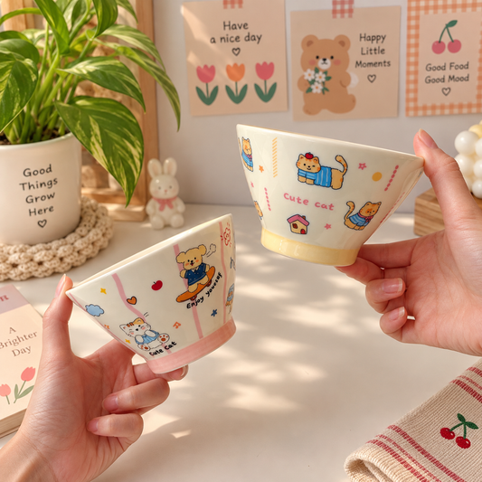 Cute Cat Kawaii Ceramic Cereal Bowl – 350ML