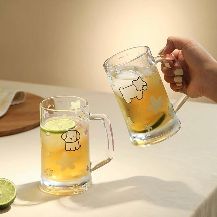 Starry Puppy Glass Beer Mug - 400ML Capacity