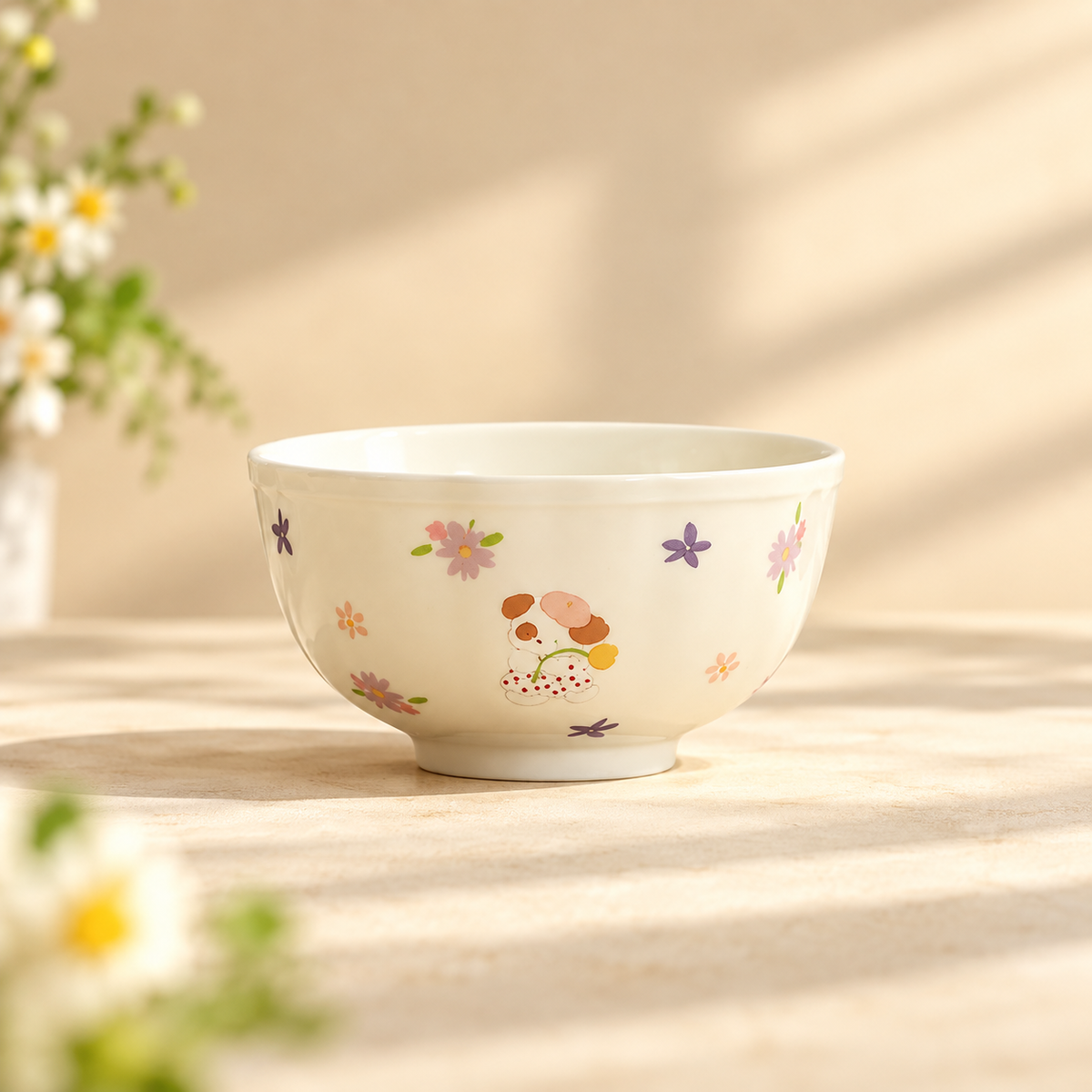 Bunny & Floral Ceramic Bowl Gift Set – 350ML, Set of 5