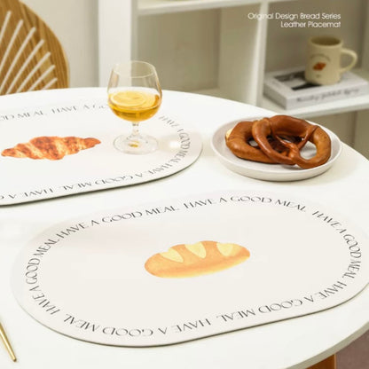 Bread Lover's Leather Dining Table Mats | Waterproof, Oil-Resistant, 45x30cm