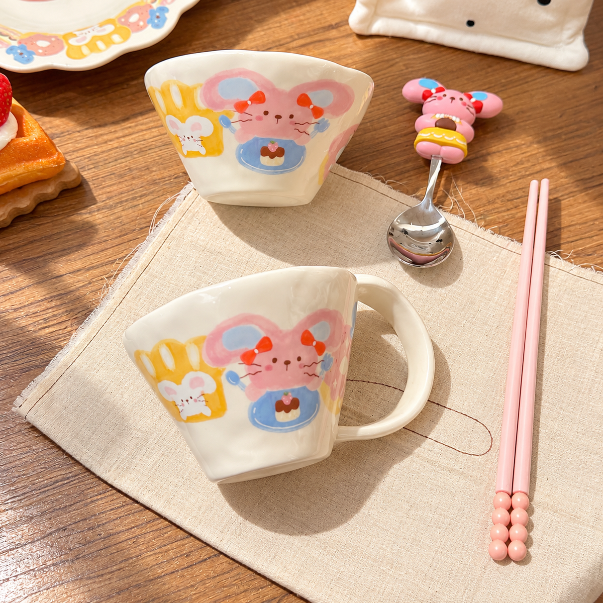 Birthday Bunny Ceramic Tableware Gift Set – Set of 5