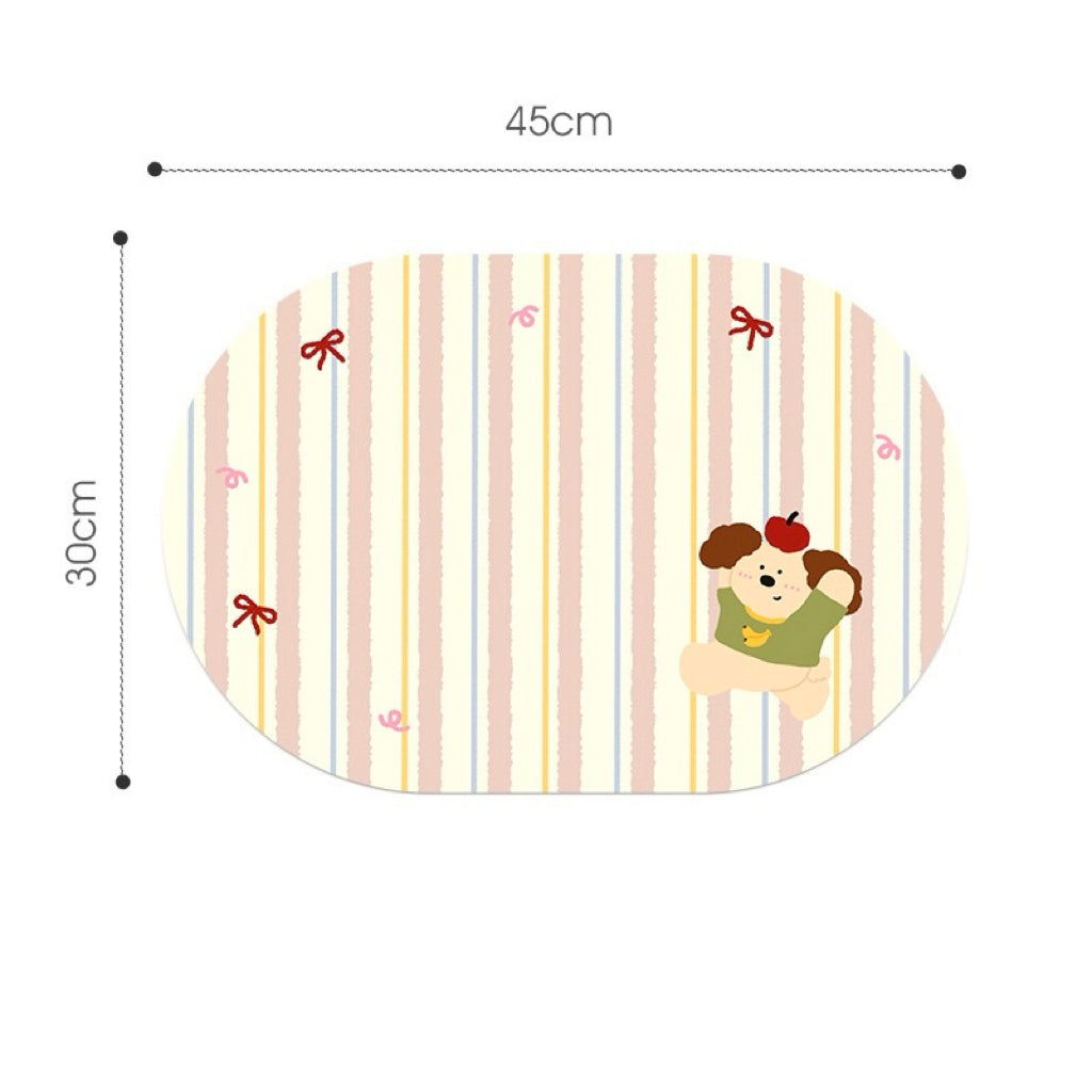 Colorful Puppy Leather Dining Table Mats, 45x30cm