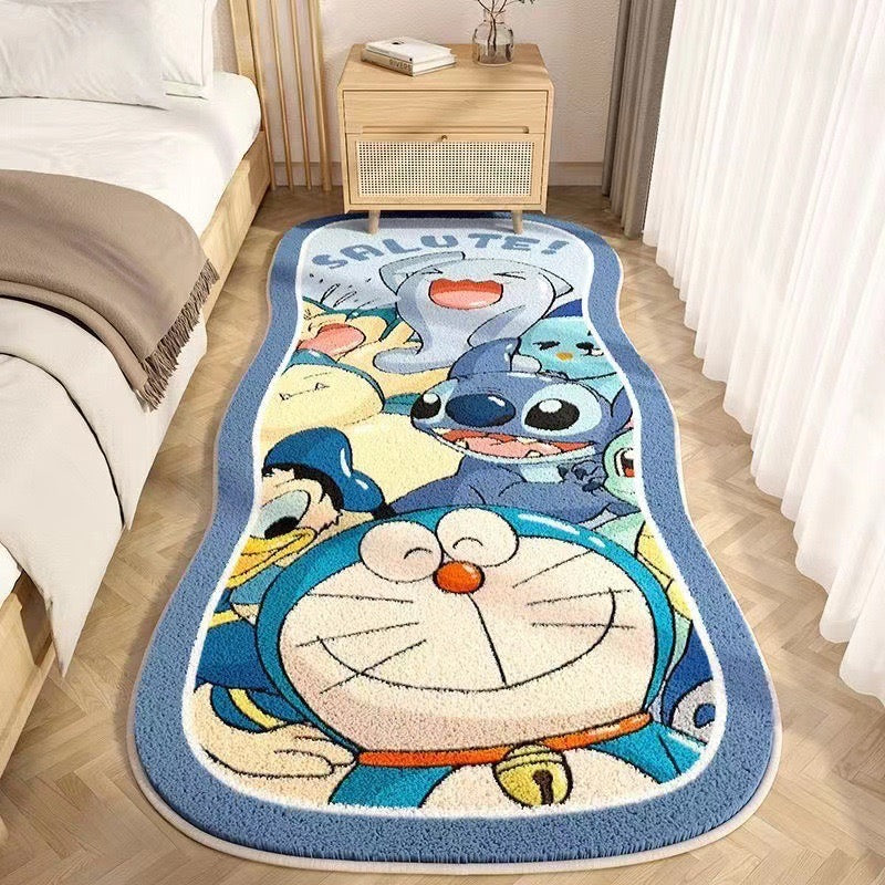 Cartoon Party Plush Bedside Rug | 50x120cm Ultra-Soft Short Plush Carpet