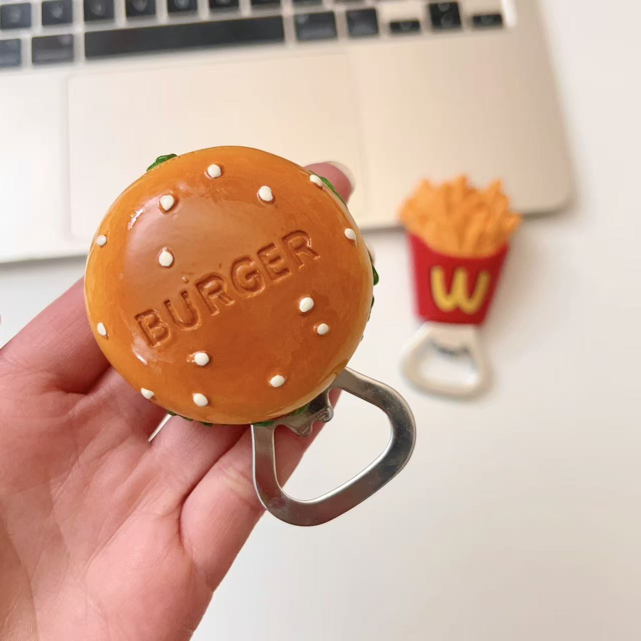 Burger & Fries Fridge Magnet Bottle Opener