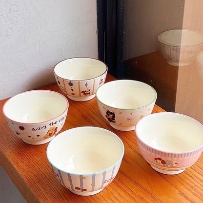 Cute Animal Party Ceramic Cereal Bowl - 5 Designs, 350ML