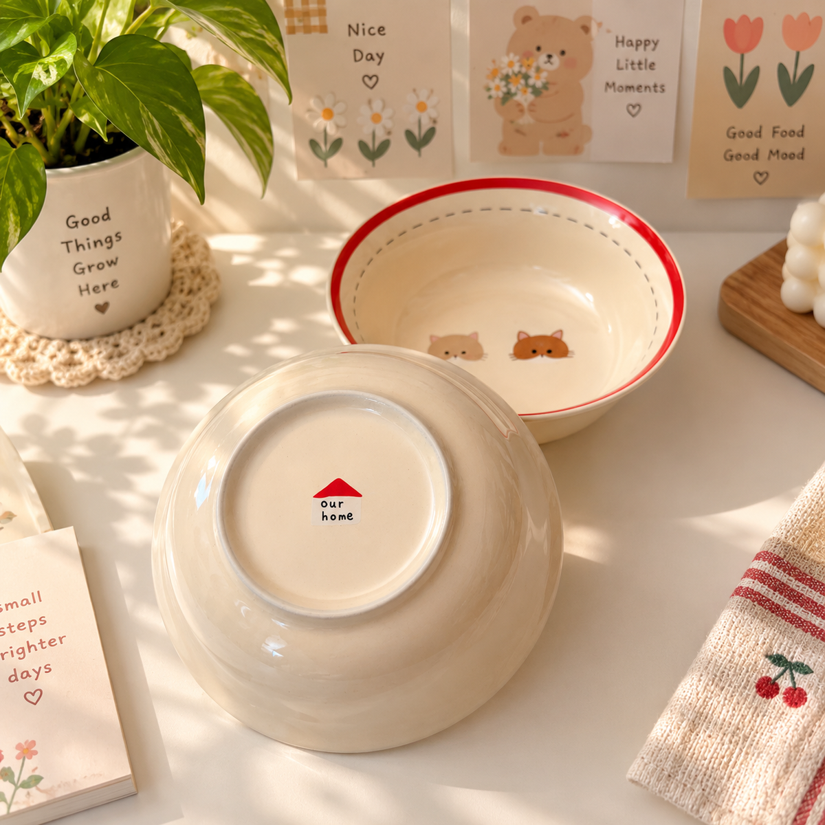 Little Home Cats Ceramic Yogurt Bowl – 500ML