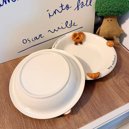 Hand-Painted 3D Bread Ceramic Deep Plate, 8.4-Inch