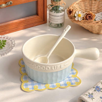 Good Life Morandi Ceramic Baking Bowl with Handle – 600ML