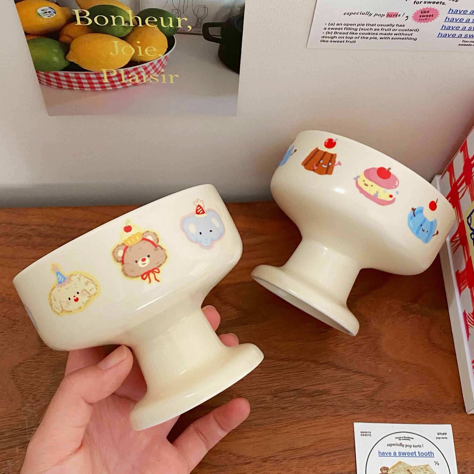 Creamy Cartoon Ceramic Dessert Cup – Cute Ice Cream Bowl | Microwave & Dishwasher Safe