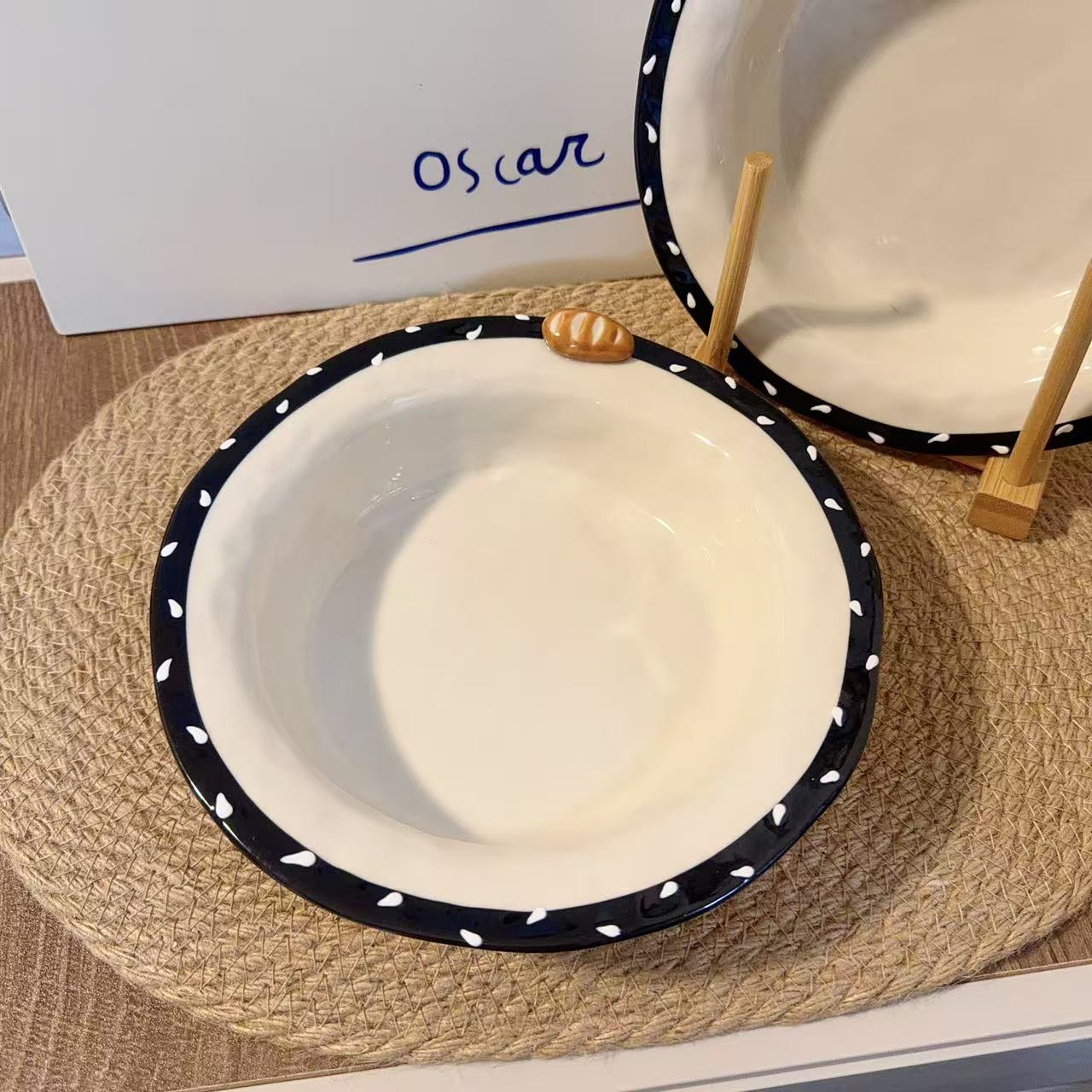 Sesame Bread Ceramic Deep Plate, 8-Inch