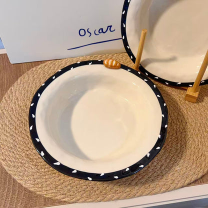 Sesame Bread Ceramic Deep Plate, 8-Inch