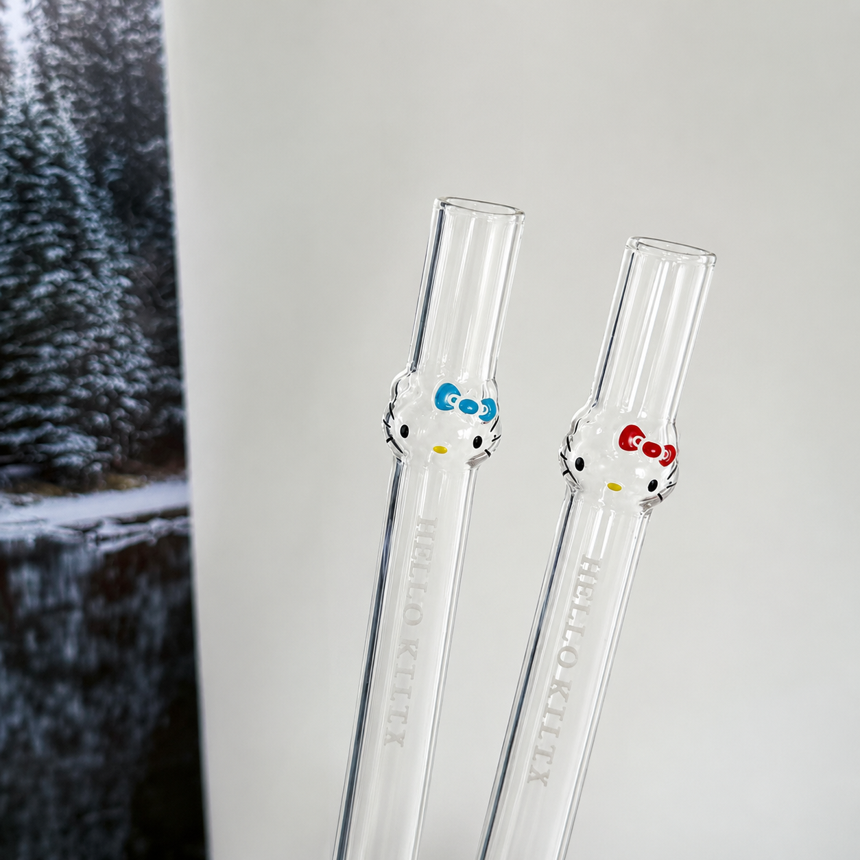 Reusable Kitty Kawaii Glass Straw – 21CM