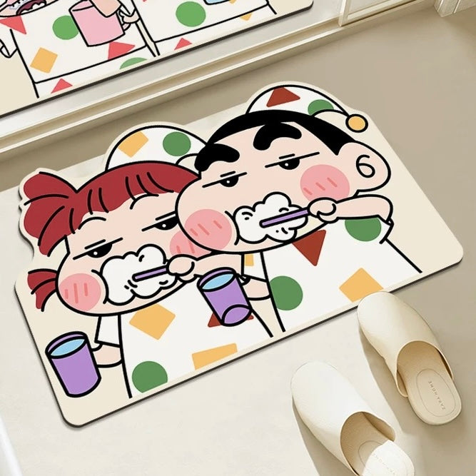 Crayon Shin-chan Toothbrush Bathroom Absorbent Mat - Size 50x80cm | Quick-Drying and Absorbent