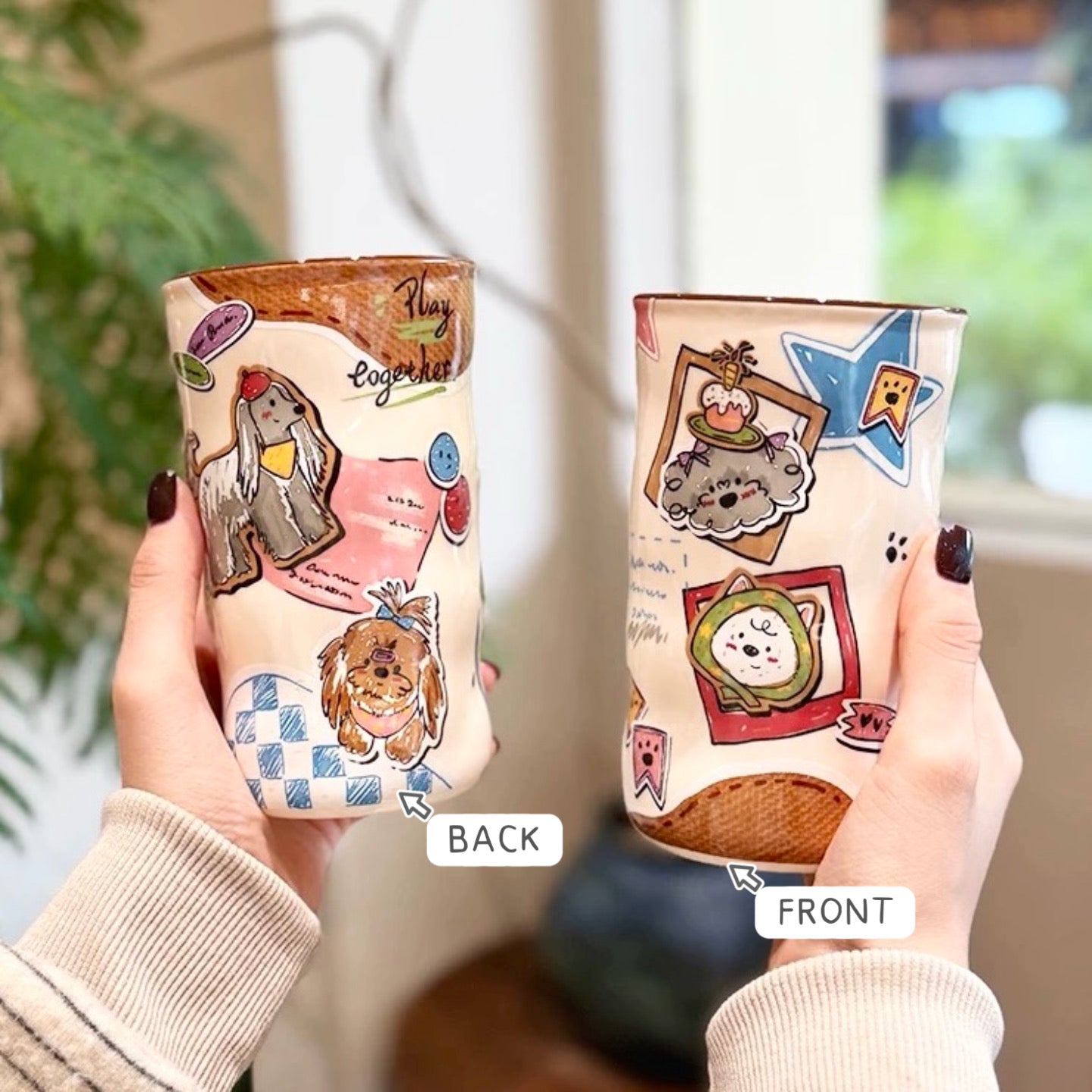 Vintage Brown Puppy Ceramic Mug - 380ML Capacity