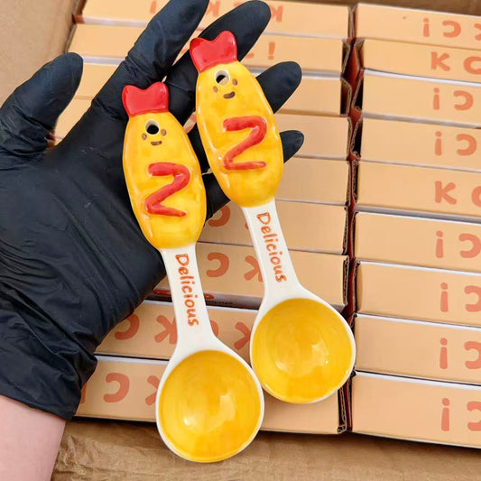 Kawaii Fried Shrimp Ceramic Spoon