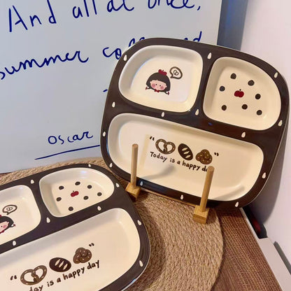 Bread Girl Ceramic Divided Breakfast Plate, 10-Inch