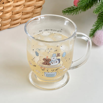 Cosy Snowman Glass Mug with Handle – 450ML