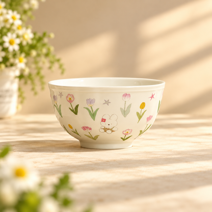 Bunny & Floral Ceramic Bowl Gift Set – 350ML, Set of 5
