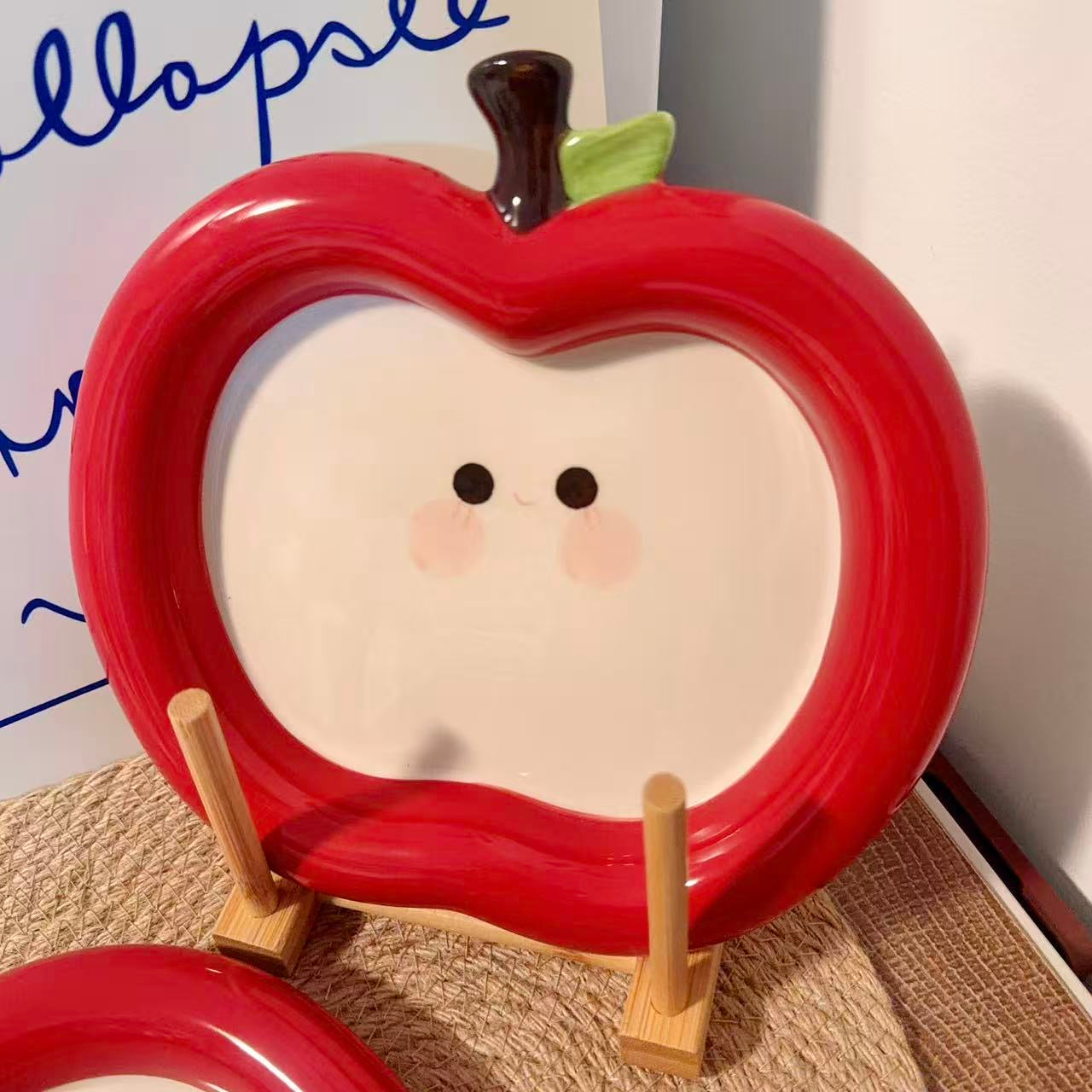 Adorable Apple Shaped Ceramic Plate, 8.5-Inch