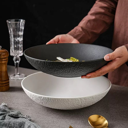 Stone Texture Matte Ceramic Dinner Plate - 2 Colors, 10-Inch
