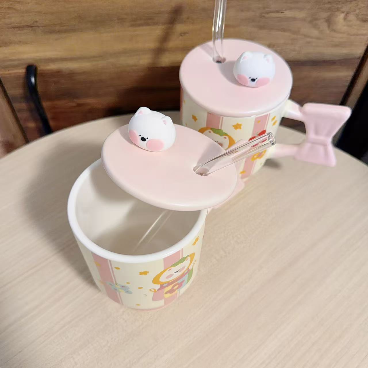 Pink Westie Ceramic Straw Mug with Lid - 400ML