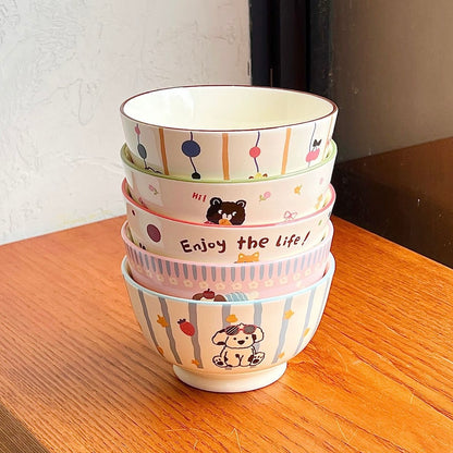 Cute Animal Party Ceramic Cereal Bowl - 5 Designs, 350ML