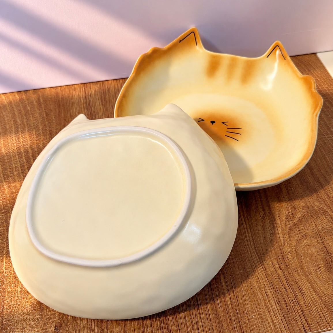 Hand-Painted Bread Kitten Ceramic Dessert Plate – 7.5-Inch