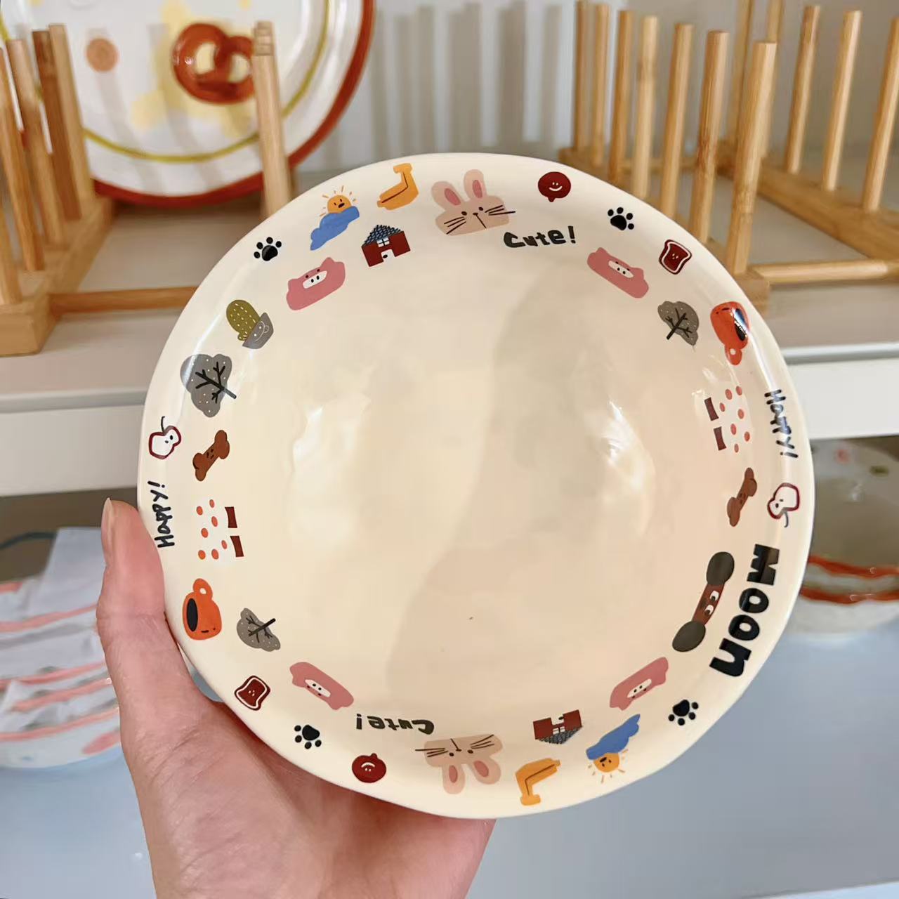 Moon Dog Series Ceramic Yogurt Bowl - 500ML