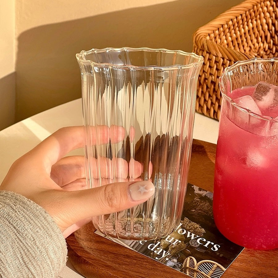 Elegant Floral Glass Mug - 350ML Capacity