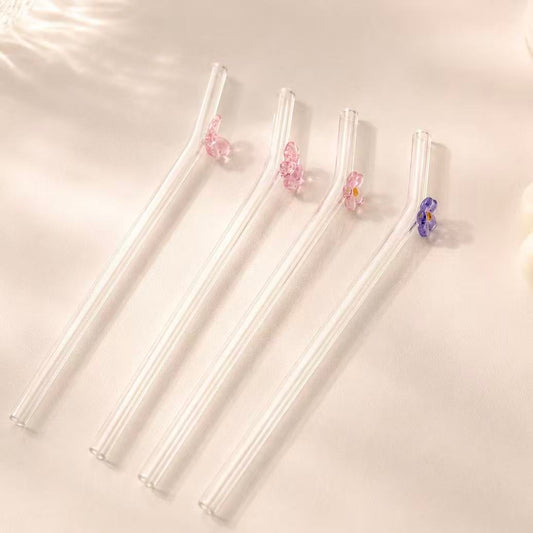 Reusable Decorative Glass Straw - 4 Styles