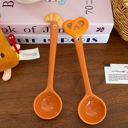 Smiling Bread Ceramic Spoon | Cute 3D Bread Design, Dishwasher Safe