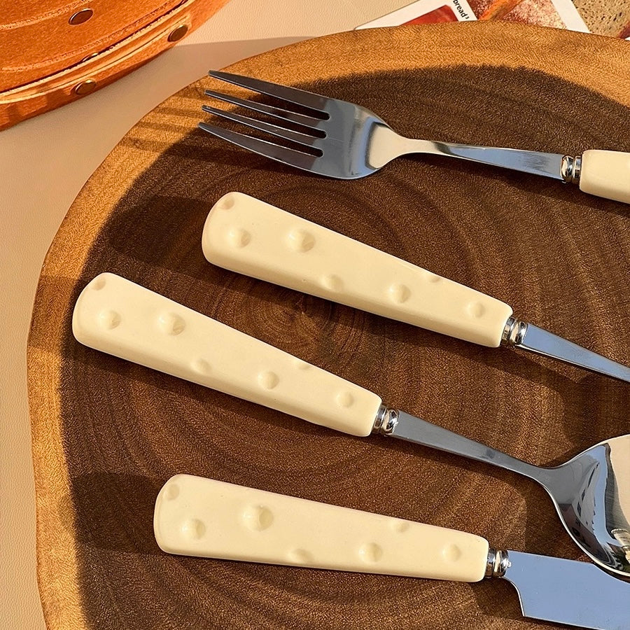 Cheese-Themed Utensil Set | Ceramic Handle, 304 Stainless Steel