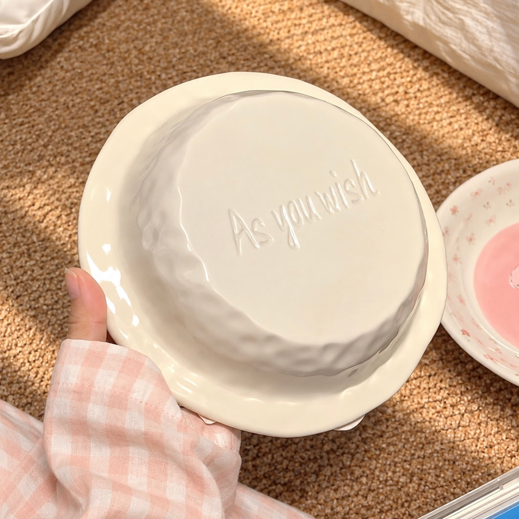 Floral Heart Bear Ceramic Deep Plate – 8-Inch