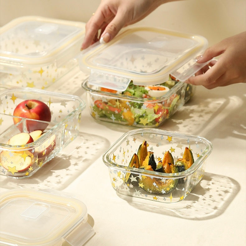 Colorful Star Glass Food Container - 850ML Bento Box