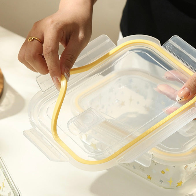 Colorful Star Glass Food Container - 850ML Bento Box
