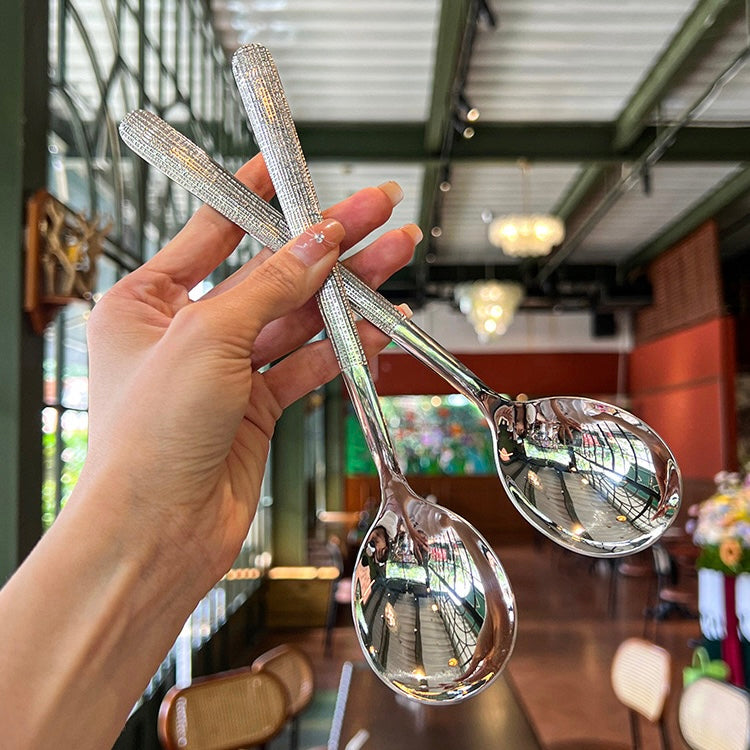 Textured Stainless Steel Spoon - Dining Spoon & Soup Spoon