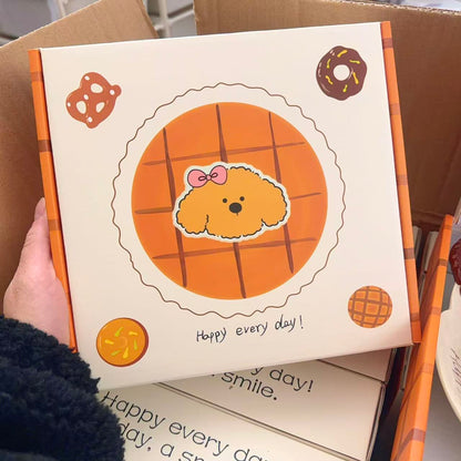 Caramel Kitty Hand-Painted Ceramic Plate with Handles, 8-Inch