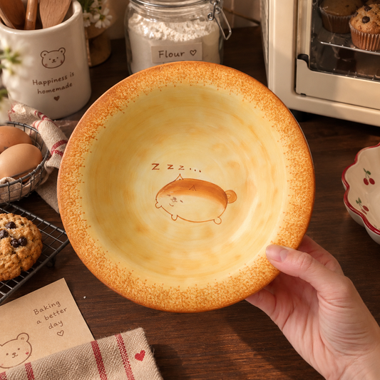Bread Shiba Inu Ceramic Deep Plate, 8.5-Inch