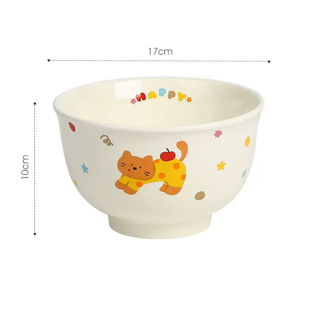 Cute Cat & Dog Ceramic Footed Noodle Bowl – 1000ML