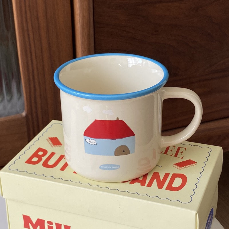 Cartoon Red House Ceramic Mug, 270ML Capacity