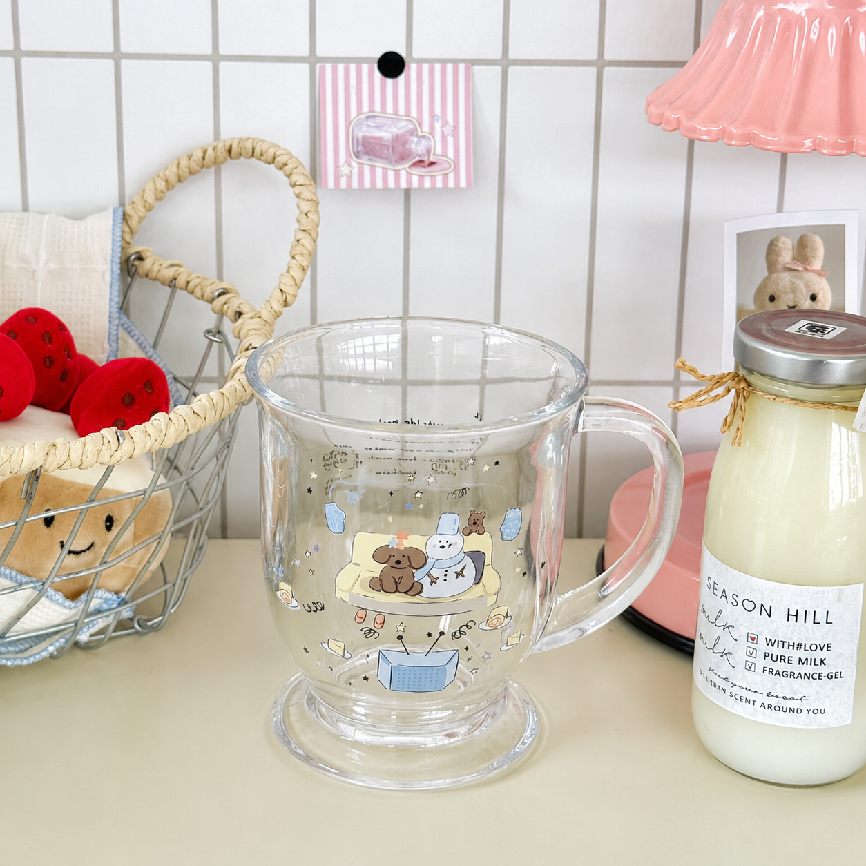 Cosy Snowman Glass Mug with Handle – 450ML