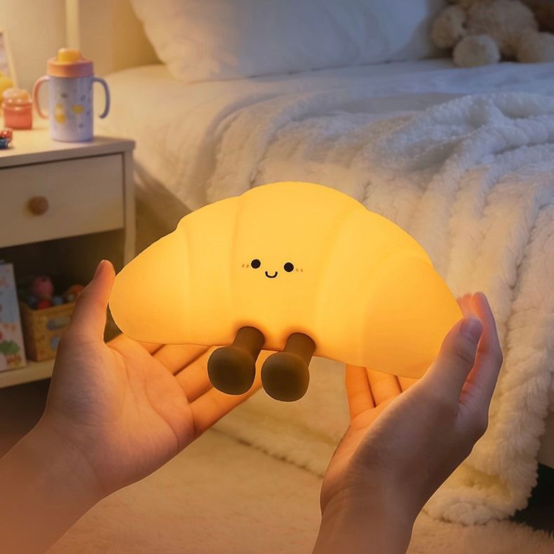 Cute Croissant Tap Night Light | Adjustable Brightness, USB Charging
