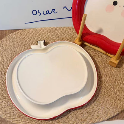 Adorable Apple Shaped Ceramic Plate, 8.5-Inch